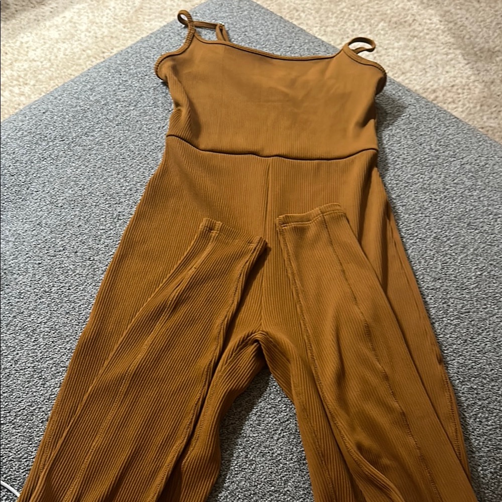 Ribbed Brown Jumpsuit